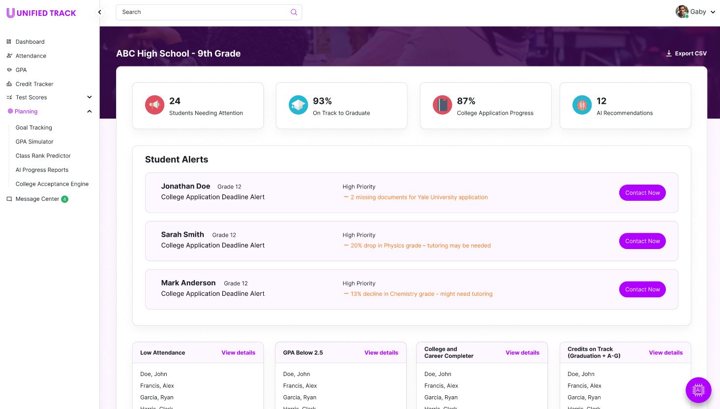 AI Counselor Dashboard